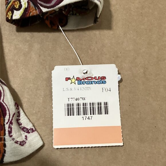 J. JILL Women's Plus Size 4X Red White Pullover Tunic Top Paisley - Picture 3 of 6